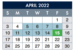 District School Academic Calendar for E-2 Central NE El Don't Use for April 2022
