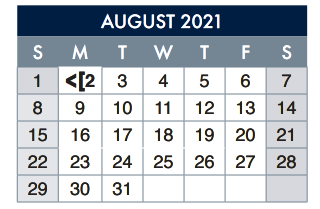 District School Academic Calendar for E-2 Central NE El Don't Use for August 2021