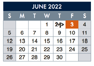 District School Academic Calendar for Coldwell Elementary for June 2022