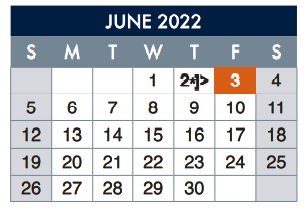 District School Academic Calendar for Clendenin Elementary for June 2022