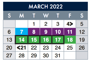 District School Academic Calendar for Houston About Face Elementary for March 2022