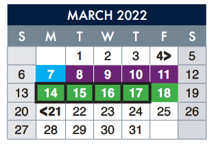 District School Academic Calendar for Career & Tech Ed Ctr for March 2022