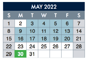 District School Academic Calendar for E-2 Central NE El Don't Use for May 2022
