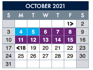 District School Academic Calendar for Career & Tech Ed Ctr for October 2021