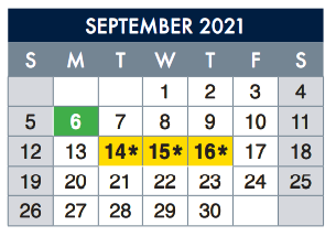 District School Academic Calendar for E-2 Central NE El Don't Use for September 2021