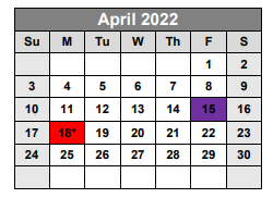 District School Academic Calendar for Elgin H S for April 2022