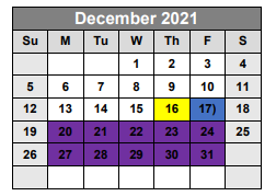 District School Academic Calendar for Elgin Elementary for December 2021