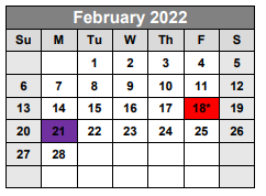 District School Academic Calendar for Booker T Washington Elementary for February 2022