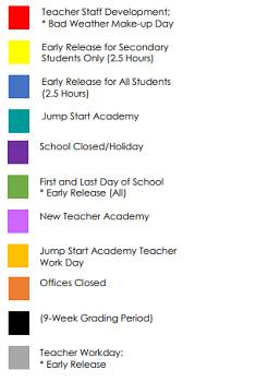 District School Academic Calendar Legend for Elgin H S