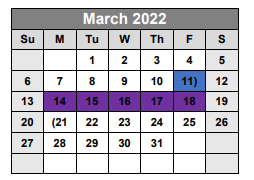 District School Academic Calendar for Booker T Washington Elementary for March 2022