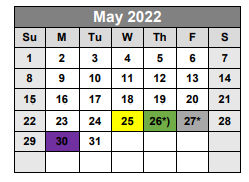 District School Academic Calendar for Elgin Elementary for May 2022