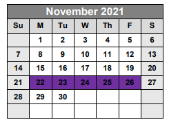 District School Academic Calendar for Booker T Washington Elementary for November 2021