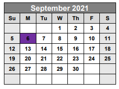 District School Academic Calendar for Bastrop County Juvenile Boot Camp for September 2021