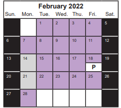 District School Academic Calendar for Ehrhardt Elementary for February 2022