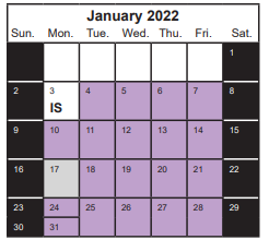 District School Academic Calendar for Butler Elementary for January 2022