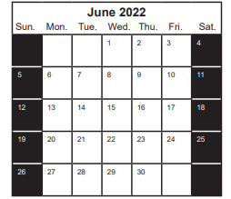 District School Academic Calendar for Reese Elementary for June 2022