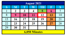 District School Academic Calendar for Elkhart Middle for August 2021