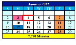 District School Academic Calendar for Elkhart Daep for January 2022