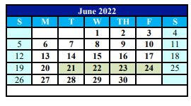 District School Academic Calendar for Elkhart Elementary for June 2022