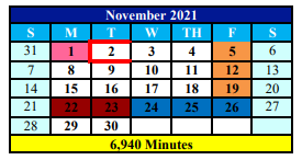 District School Academic Calendar for Elkhart Daep for November 2021