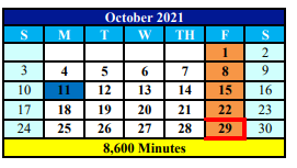 District School Academic Calendar for Elkhart Middle for October 2021