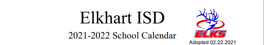 District School Academic Calendar for Elkhart High School