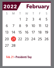 District School Academic Calendar for Ennis Int for February 2022