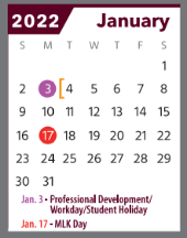 District School Academic Calendar for Ennis High School for January 2022