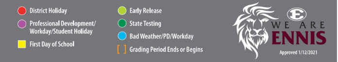 District School Academic Calendar Key for Early Childhood Center