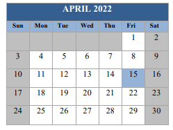 District School Academic Calendar for Escambia River Outward Bound for April 2022