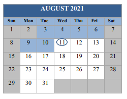 District School Academic Calendar for Myrtle Grove Elementary School for August 2021