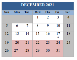 District School Academic Calendar for Spencer Bibbs Elementary School for December 2021