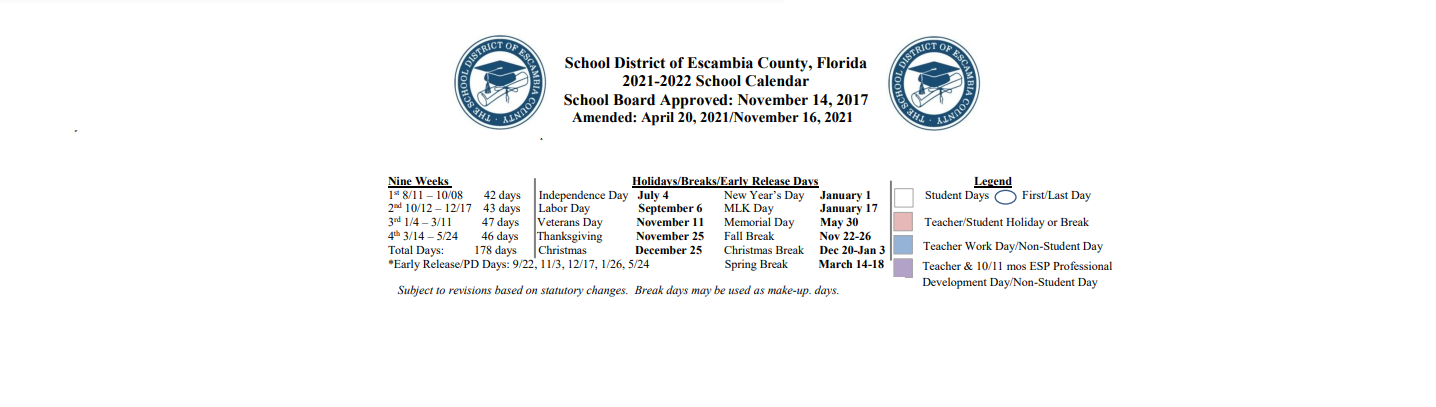 District School Academic Calendar Key for Mcmillian Learning Center