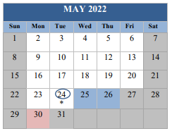 District School Academic Calendar for Escambia River Outward Bound for May 2022