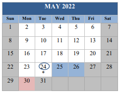 District School Academic Calendar for Mcmillian Learning Center for May 2022