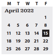 District School Academic Calendar for Edison Elementary School for April 2022