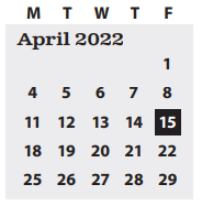 District School Academic Calendar for Bertha Holt Elementary School for April 2022