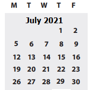 District School Academic Calendar for Gilham Elementary School for July 2021