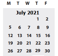 District School Academic Calendar for Spring Creek Elementary School for July 2021