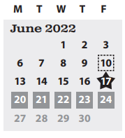 District School Academic Calendar for Spring Creek Elementary School for June 2022