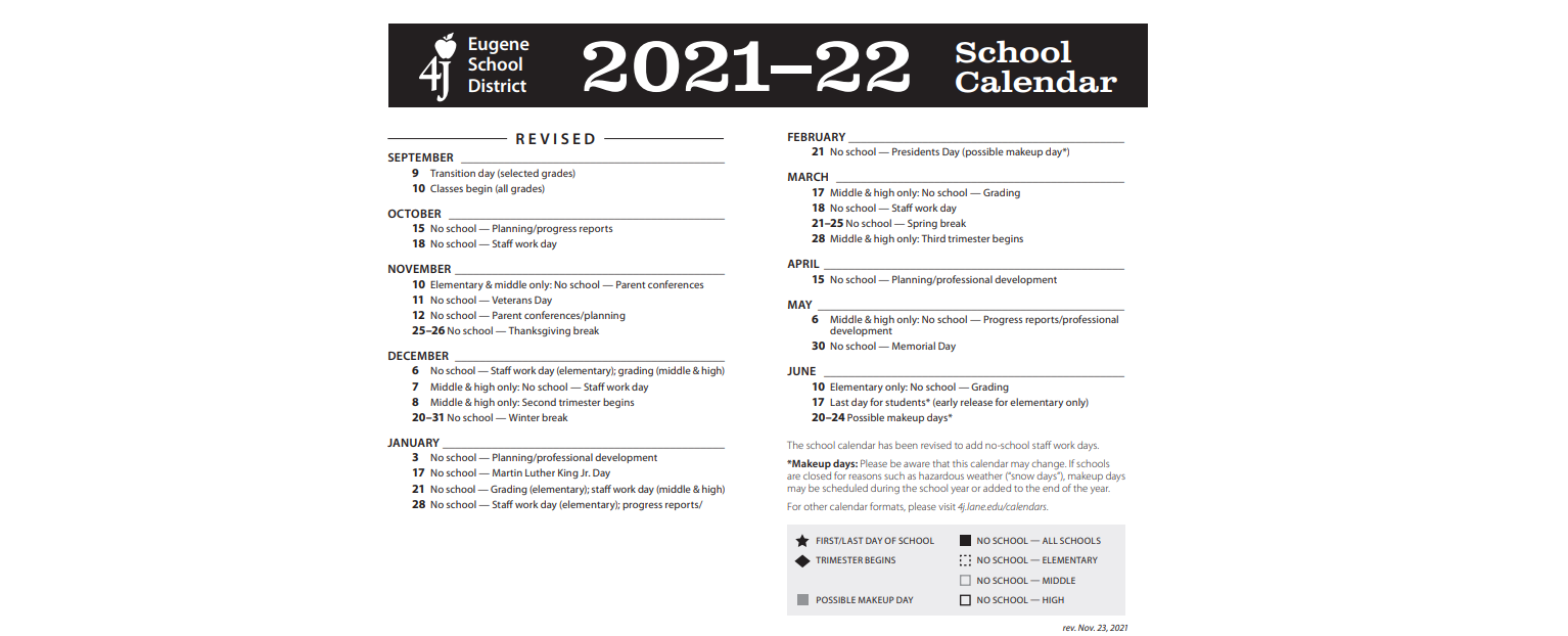 District School Academic Calendar Key for Spring Creek Elementary School