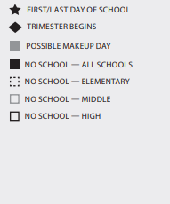 District School Academic Calendar Legend for Magnet Arts Elementary School