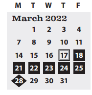 District School Academic Calendar for Madison Middle School for March 2022