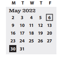 District School Academic Calendar for Opportunity Center for May 2022