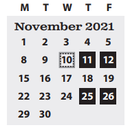 District School Academic Calendar for Madison Middle School for November 2021