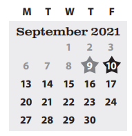 District School Academic Calendar for Cal Young Middle School for September 2021