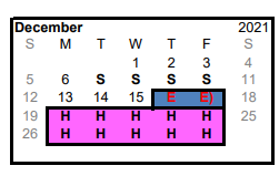 District School Academic Calendar for Eustace Intermediate for December 2021