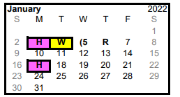 District School Academic Calendar for Eustace Middle for January 2022