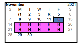 District School Academic Calendar for Eustace High School for November 2021