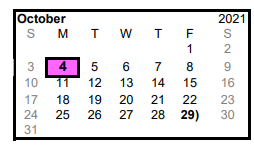District School Academic Calendar for Eustace Middle for October 2021